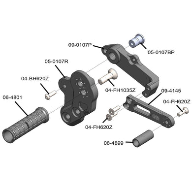 05-0108B Kawasaki Z125 Rearset  - GP Shift-Woodcraft