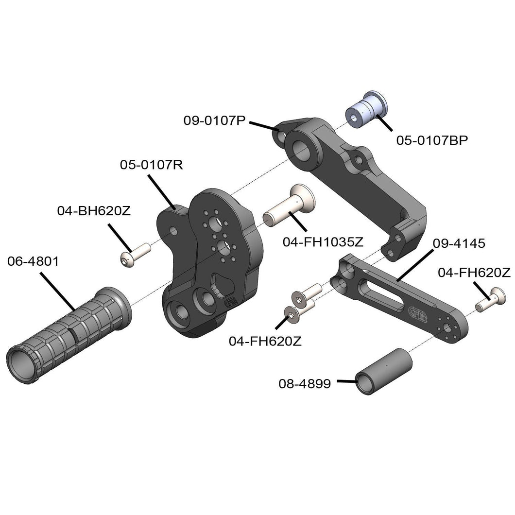 05-0108B Kawasaki Z125 Rearset  - GP Shift-Woodcraft