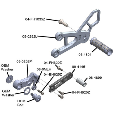 05-0252B Suzuki GSX-R1000 Rearset-Woodcraft