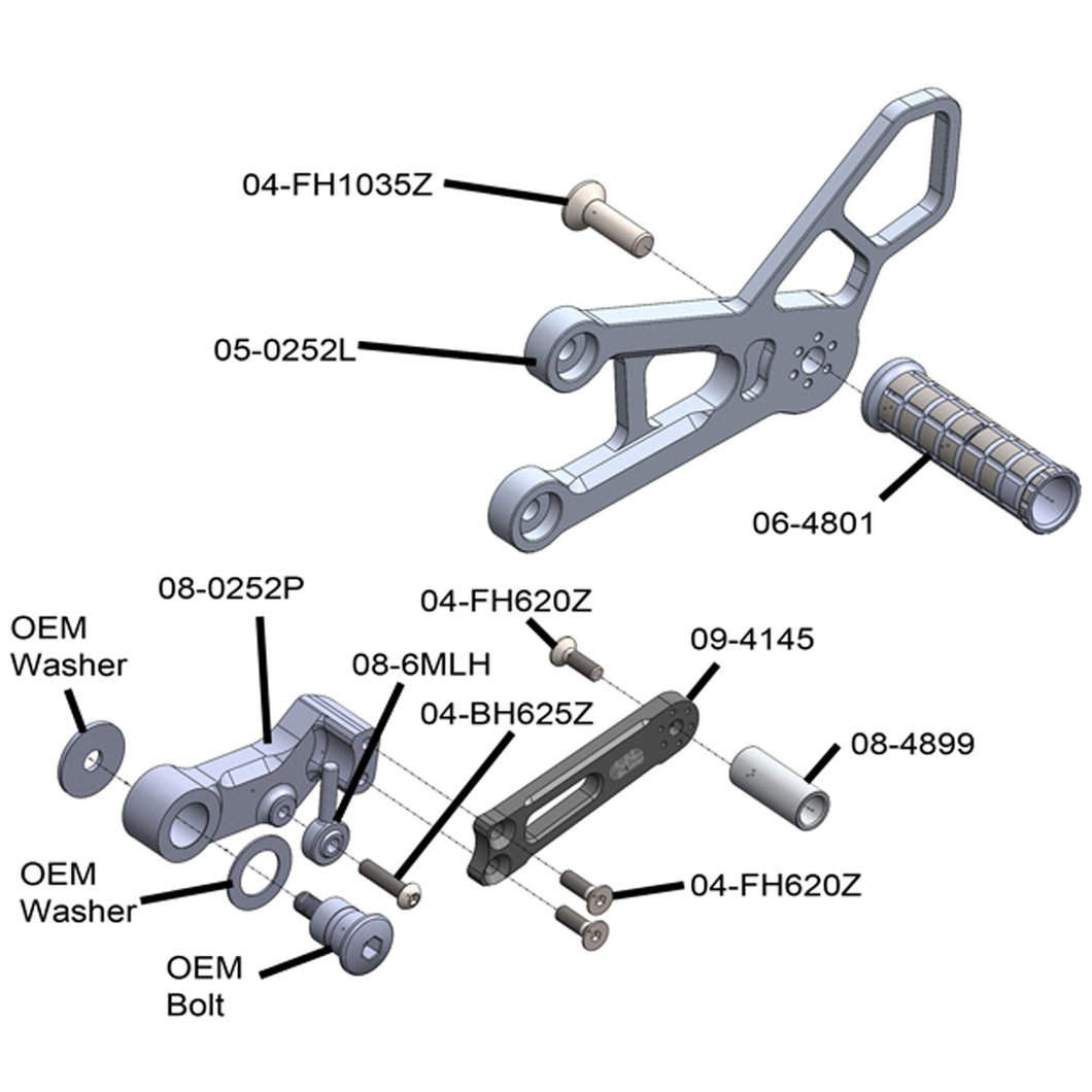 05-0252B Suzuki GSX-R1000 Rearset-Woodcraft