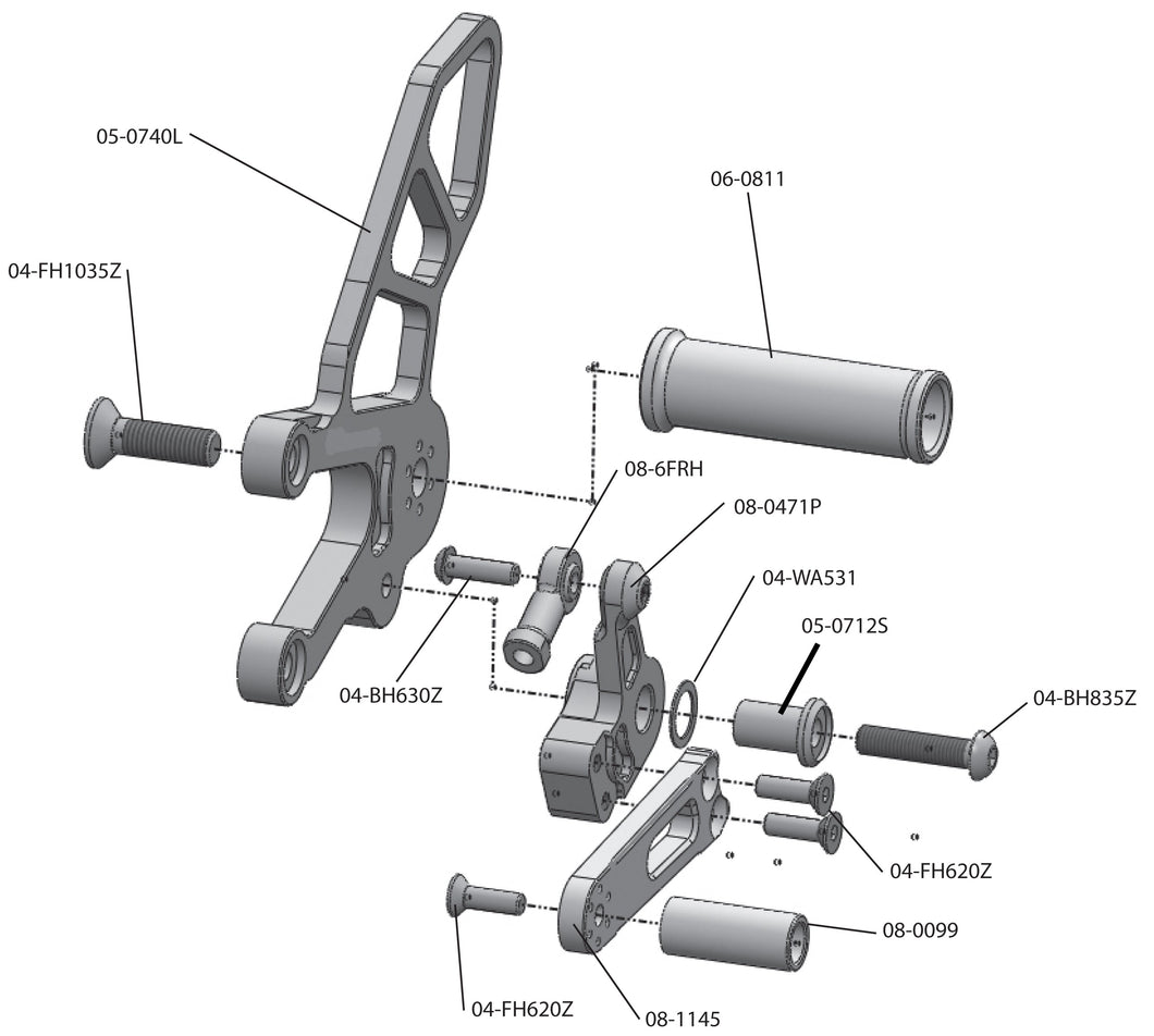 05-0741B 2011-16 Aprilia RSV4 APRC/Tuono V4 GP  Shift Complete Rearset-Woodcraft