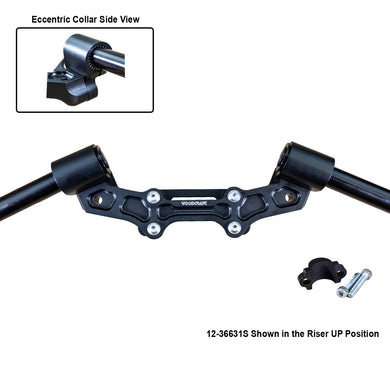 Ducati Monster 821 2014-17 Clipon Adapter Plate w/ STD black bars, Res. Spacer 1 inch Standard Rise-Woodcraft